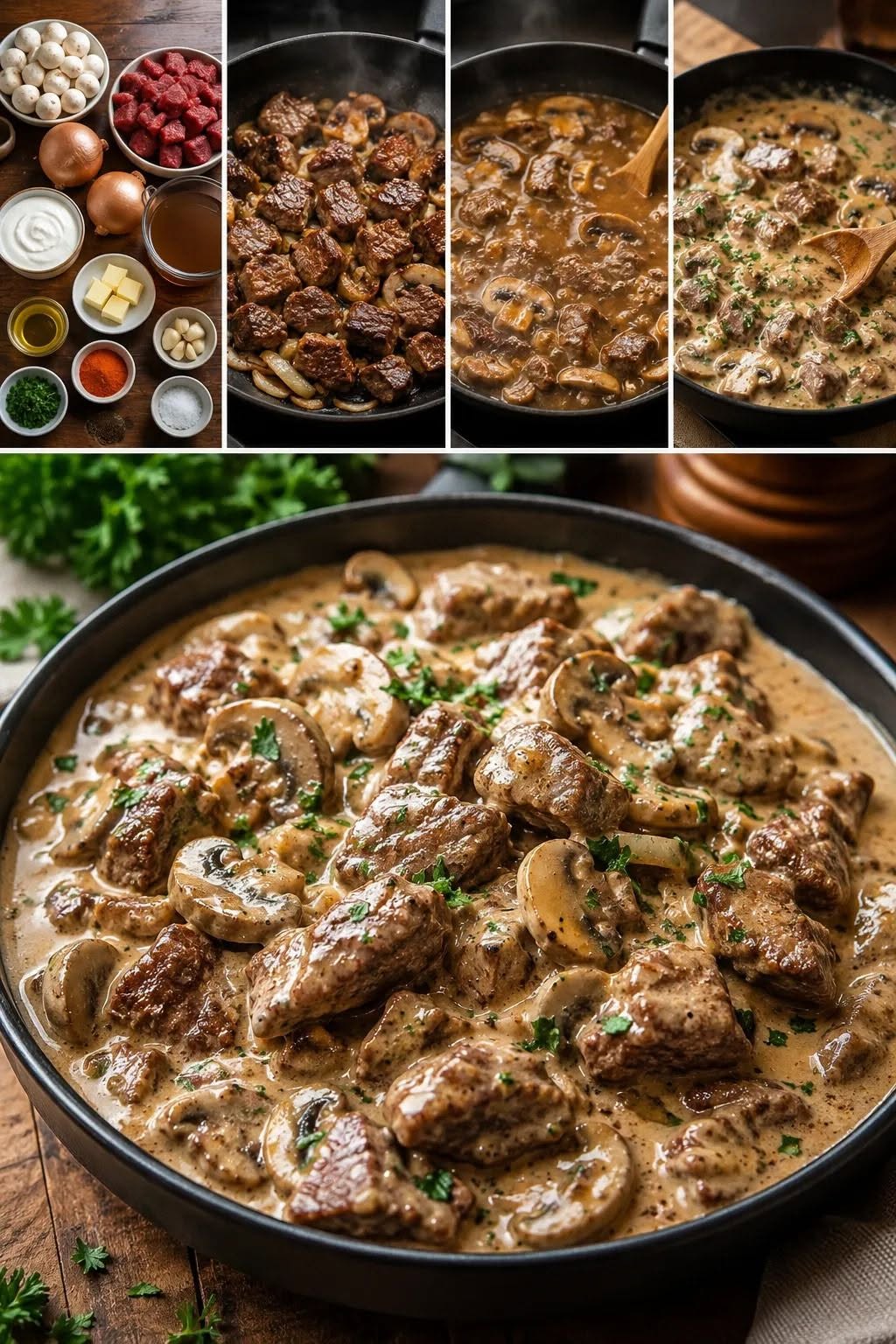 Krémové hovädzie mäso s hubami – recept na pohodlné jedlo