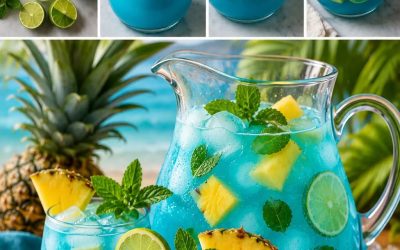 Modrá tropická ananásová limonáda